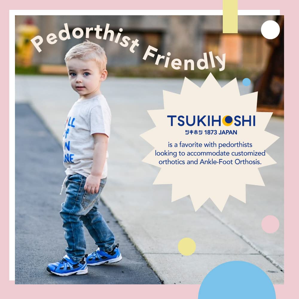 TSUKIHOSHI 3570 Storm Strap-Closure Machine-Washable Baby Sneaker Shoe with Wide Toe Box and Slip-Resistant, Non-Marking Outsole