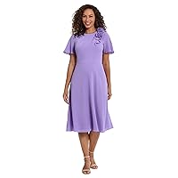 London Times Women's Rosette Flutter Sleeve Fit and Flare Duchess Guest of Shower Mother of The Bride Feminine