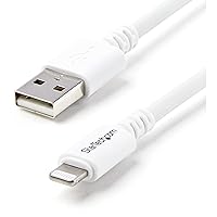 StarTech.com 3m (10ft) Long White Apple 8-pin Lightning Connector to USB Cable for iPhone / iPod / iPad - Charge and Sync Cable (USBLT3MW)