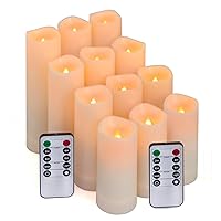 Flameless LED Candles with 10-Key Remote & Timer, Outdoor Indoor Waterproof Battery Operated Candles for Home/Wedding Décor, Exquisite Set of 12 (D 2.2
