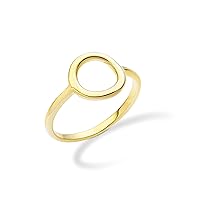 Miabella 925 Sterling Silver or 18Kt Yellow Gold Over Silver Open Circle Ring for Women Teens Girls Made in Italy