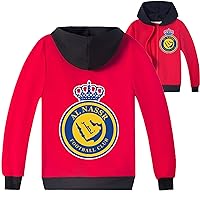 Al-Nassr FC Hooded Jacket Long Sleeve for Kid Zip Up Hoodie Tops Boy Graphic Outerwear