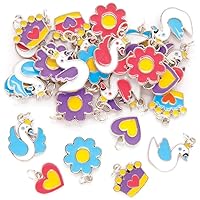 Baker Ross AX874 Swan Princess Charms - Pack of 30, Perfect for Kids to Make Jewellery and Brooches This Spring