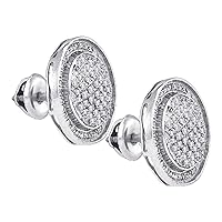 The Diamond Deal Sterling Silver Womens Round Diamond Circle Frame Cluster Stud Earrings 1/2 Cttw