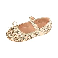 Children's Girls Wedding Shoes Flower Child Shoes Sequins Fine Glitter Bow Girl Princess Shoes Kids Heels