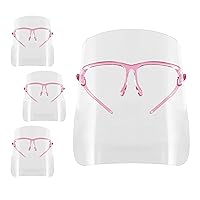 TCP Global Salon World Safety Face Shields with Pink Glasses Frames (Pack of 4) - Ultra Clear Protective Full Face Shields to Protect Eyes, Nose, Mouth - Anti-Fog PET Plastic, Goggles