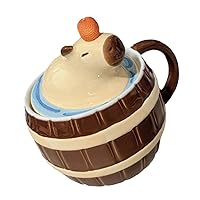 Cute Cartoon Capybara Mug With Lid Dringking Cup Ceramic Milk Coffee Mugs Drinkware Birthday Gift For Women Men Porcelain Coffee Cups Portable Mug Hot And Cold Drinks Gift For Lovers Compact Size