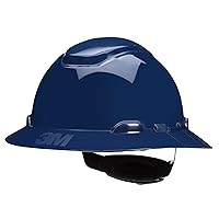 Hard Hat SecureFit H-810SFR-UV, Navy Blue, Non-Vented Full Brim Style Safety Helmet with Uvicator Sensor, 4-Point Pressure Diffusion Ratchet Suspension, ANSI Z87.1