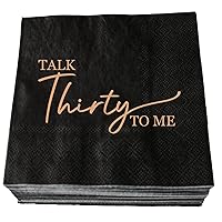 30th Birthday Party Napkins, Pack of 50 Rose Gold Talk Thirty to Me Paper and Black Cocktail Napkins, Dirty 30 Party Decorations Beverage Paper Napkins, 3-Ply