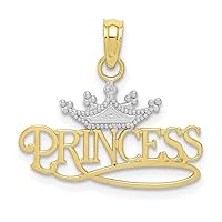 10k Gold Princess With White Crown Charm Pendant Necklace Measures 20x21mm Wide Jewelry Gifts for Women