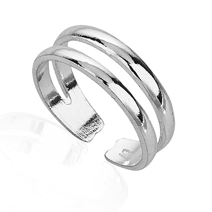Chuvora 925 Sterling Silver Minimalist Horizontal Double Twin Lines Simple Open Band Toe Ring for Women, 5.5mm