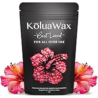 KoluaWax Hard Wax Beads for Hair Removal – Coarse Hair Formula – Face, Brazilian, Underarm, Back Chest, Bikini Waxing – Dragon Fruit & Hibiscus, 1lb Refill for Wax Warmers & 10 Applicator Sticks