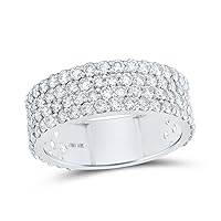 The Diamond Deal 10kt White Gold Mens Round Diamond 4-Row Pave Band Ring 3-3/8 Cttw