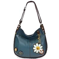Chala Handbag, Casual Style, Soft, Large Shoulder or Crossbody Purse with Key Fob - Navy Blue