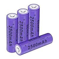 14500 Rechargeable Battery 3.7 Volt L￵￵it￵￵hi￵￵um Cell Batteries 2500mAh Button Top (4 Pack Battery)