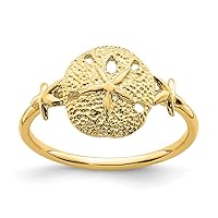 14k Gold Polished Sand Dollar Ring Size 7 Jewelry for Women