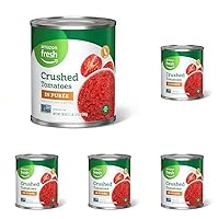 Amazon Fresh, Crushed Canned Tomatoes in Purée, 28 Oz (Previously Happy Belly, Packaging May Vary) (Pack of 5)