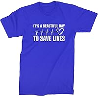 Expression Tees It's A Beautiful Day to Save Lives Nurse Doctor EKG Mens T-Shirt