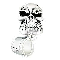 Abfer Skull Steering Wheel Suicide Knob Car Turning Power Assist Helper Brody Ball Fit Most Vehicles Trucks, Silver