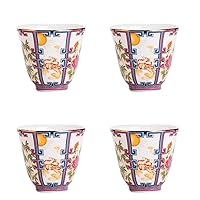 European Porcelain Tea Cups X 4 Exquisite Noble Enamel Ceramic KungFu Tea Cup, Vintage Coffee Cup Gift For Friend Mother