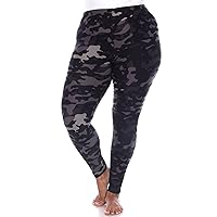 white mark Women's Plus Size Soft Stretch High-Rise Camouflage Print Leggings