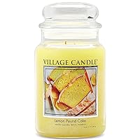 Village Candle Lemon Pound Cake Large Glass Apothecary Jar, Scented Candle, 21.25 oz., Yellow
