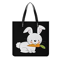 Rabbit Printed Tote Bag for Women Fashion Handbag with Top Handles Shopping Bags for Work Travel