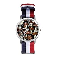 Amanita Mushroom Printed Quartz Watches Fashion Arabic Numerals Wrist Watch with Adjustable Strap for Men Women