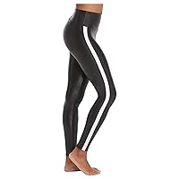 SPANX Faux Leather Leggings for Women Tummy Control with Side Stripe