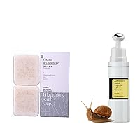 Advanced Snail Peptide Under Eye Cream for Dark Circles, with 360° Massage Ball, Coconut Exfoliating Scrub Soap Bar, Face Body Moisturizing Soap Bar for Glowing & Hydrated Skin