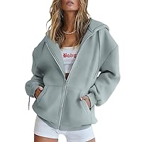 Trendy Queen Womens Zip Up Hoodies Long Sleeve Sweatshirts Fall Outfits Oversized Sweaters Casual Fashion Jackets