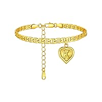 FaithHeart Women Anklet with Initials Stainless Steel/18K Gold Plated Letter Ankle Bracelet for Teen Girls Summer Jewelry-Can Engrave
