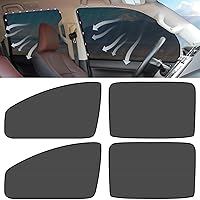 Car Window Shades, 4 Pack Magnetic Car Side Window Sun Shade for Baby Breathable Mesh Privacy Car Curtains Protection from Heat and UV for Sleeping Camping Breastfeeding (Front & Rear)