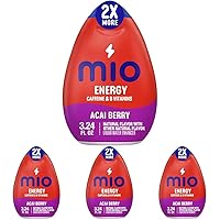 MiO Energy Acai Berry Storm Naturally Flavored with other natural flavors Liquid Water Enhancer Drink Mix with Caffeine & B Vitamins with 2X More (3.24 fl. oz. Bottle) (Pack of 4)