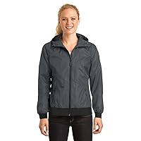 Sport-Tek Womens Embossed Hooded Wind Jacket (LST53) -Graphite G -XL