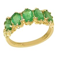 18k Yellow Gold Real Genuine Emerald Womens Eternity Ring