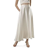 LilySilk 100% 22 Momme Silk Umbrella Skirt Chiffon Lining Flowy Maxi Floor Length Ruffled Long Silk Dress for Women