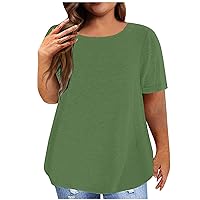 Plus Size Tops for Women Summer Solid Breathable Tops Crew Neck Short Sleeve Oversized T Shirts Casual Fashion Blouses