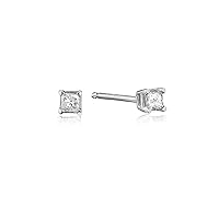 Amazon Collection 10k Gold Princess Diamond Stud Earrings