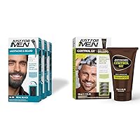 Just For Men Mustache & Beard, Beard Dye for Men with Brush Included & Control GX Grey Reducing Shampoo, Gradual Hair Color for Stronger and Healthier