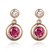 Unique Fashion Tourmaline Gemstone Diamond for Women 14K Rose Gold Wedding Engagement Earrings Sets for Women
