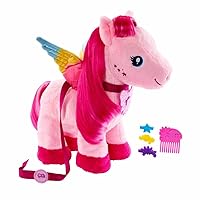 Barbie A Touch of Magic Stuffed Animals, Walk & Flutter Pegasus Plush, 11-Inch Walking Plushie with Hair Accessories and Sound Feature