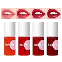 FVQUHVO Lip Tint Stain Set - Mini Liquid Lipstick Kit,Watery and Moisturizing Lip Stain, Long Wearing Lip Tint,Easy Application Tinta Para Labios,3-in-1 Lip Makeup(Pack of 4 Colors)