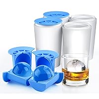 2024 New improved longzon 4 Pack Crystal Clear Ice Ball Maker Mold, Whiskey Ice Mold Large 2.4 Inch, Silicone Round Ice Cube Tray for Freezer, Sphere Ice Mold Maker for Whiskey, Cocktail and Drink