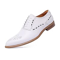 Men's Derby Oxfords Dress Wing Tip Lace-up Classic Genuine Leather Brogue Shoes Formal