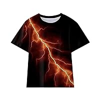 Youth Boys Tops Sky Printed Shirts Light Prints Blouse Short Sleeve T-Shirt Splicing Color Shirt Cool Top