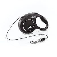 FLEXI New Classic Retractable Dog Leash (Cord), Ergonomic, Durable and Tangle Free Pet Walking Leash for Dogs Up to 18 lbs, 10 ft, Extra Small, Black