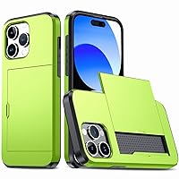 Case for iPhone 12 Pro Max,Hidden Card Slot Wallet Case,Card Holder Dual-Layer Design Heavy Duty Protection TPU+PC Shockproof Phone Case for iPhone 12 Pro Max 6.7 inch 2020 Released (Green)