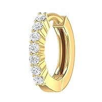 FINEROCK 1/10 Carat 7-Stone Diamond Nose Pin Hoop in 14K Gold (SI1-SI2 Clarity) Mothers Day Special