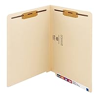 Smead Heavyweight End Tab Fastener File Folder, Shelf-Master® Reinforced Straight-Cut Tab, 2 Fasteners, Letter Size, Manila, 50 per Box (34215)